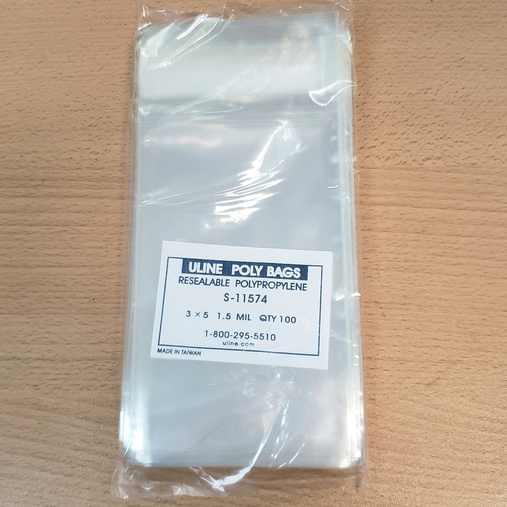 New in Pkg! ULINE 100/PK Resealable Clear ReclosePoly Bags 3x5